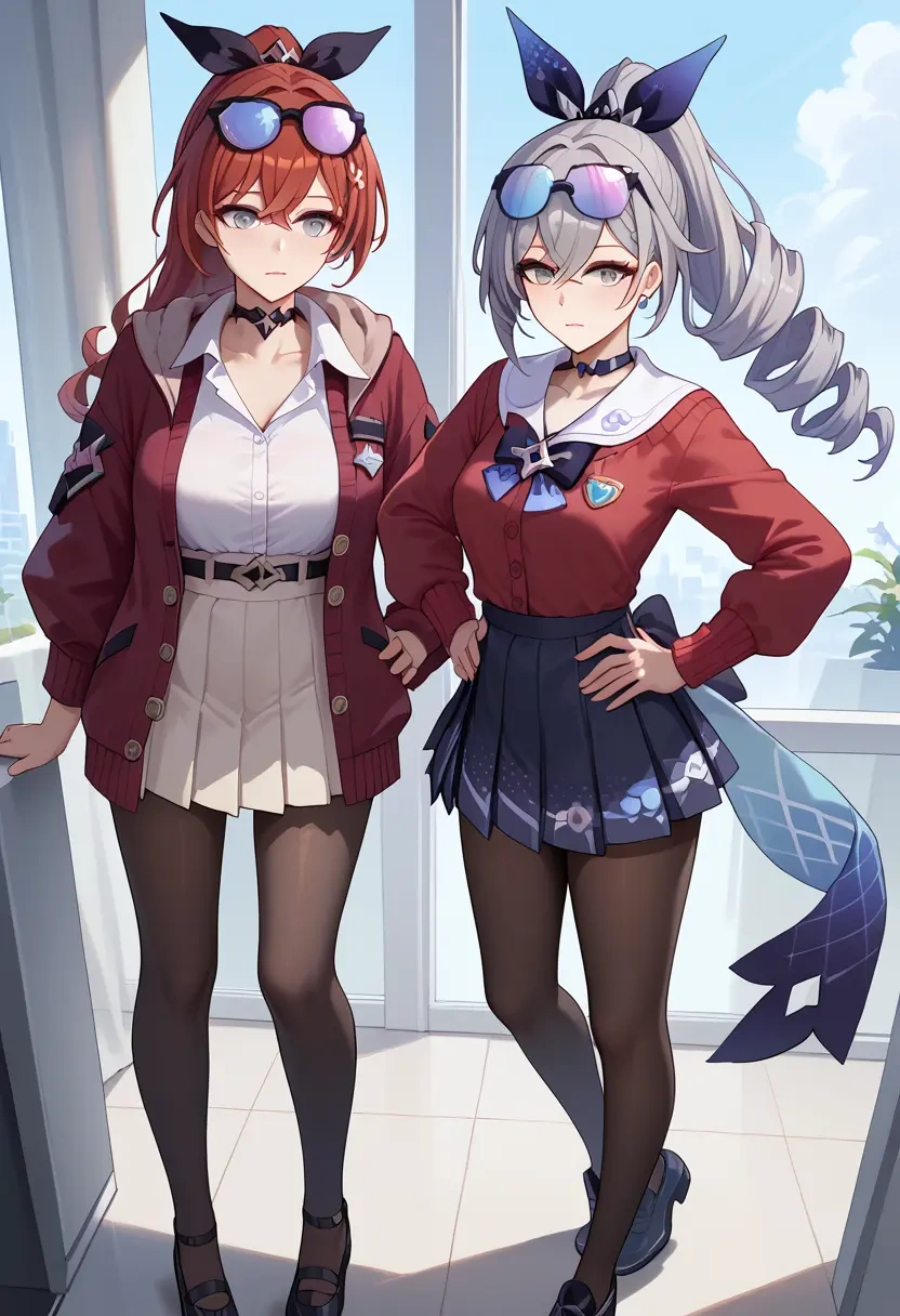 star rail,silver wolf,winter,student uniform,cardigan  - 